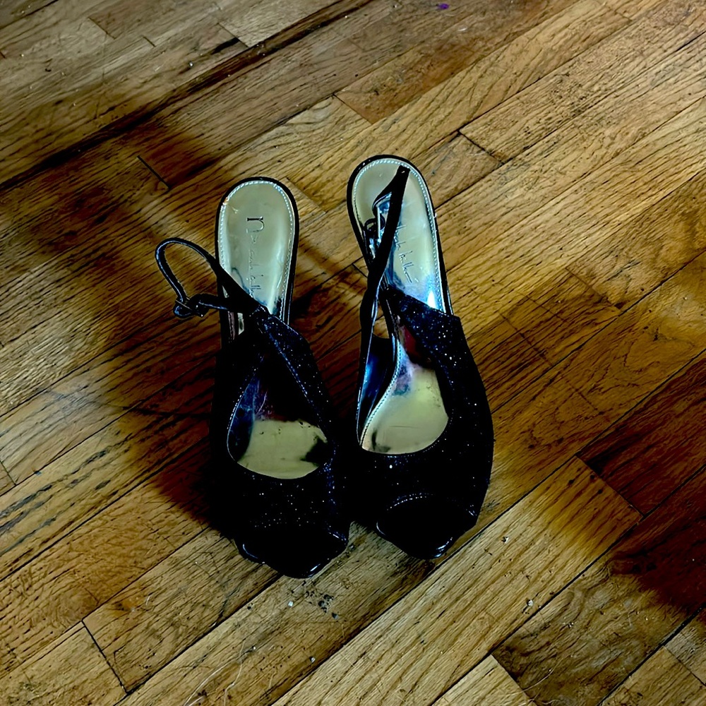 Sparkly black party heels